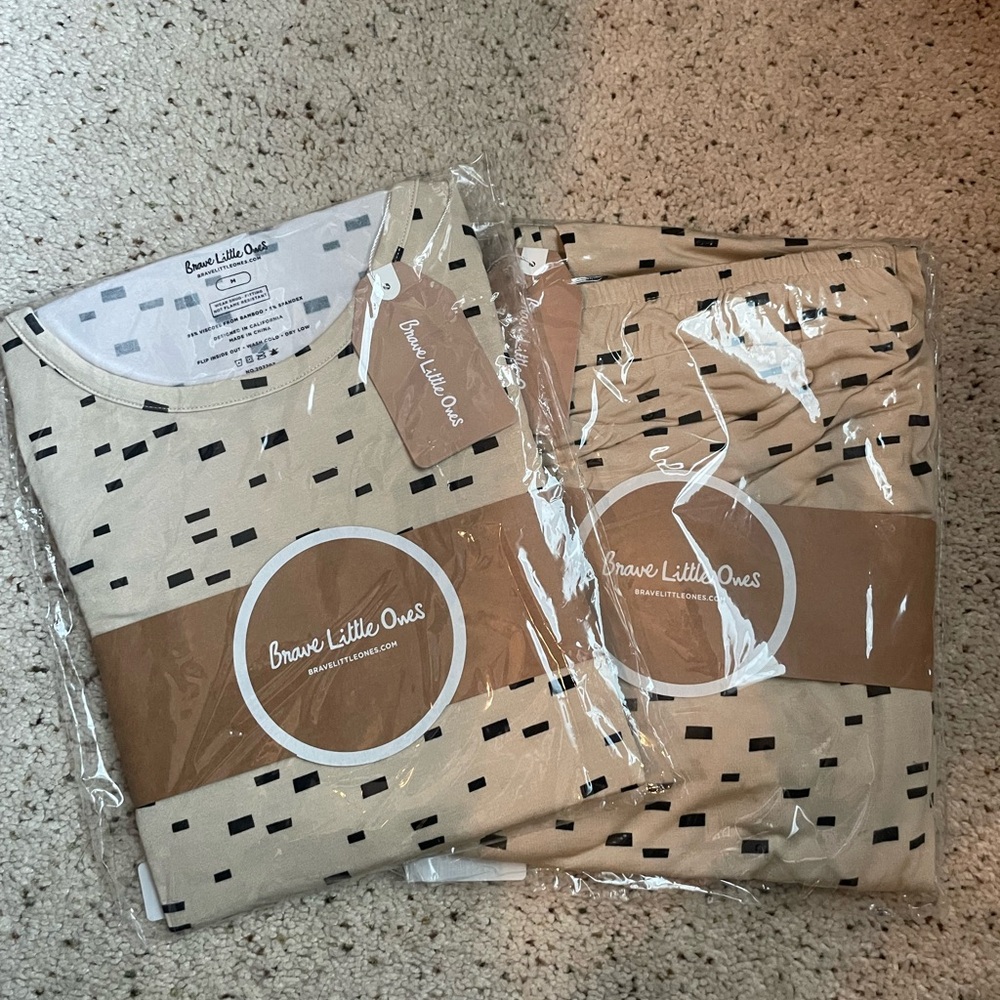 Brave Little Ones Beige and Black Pajama Set